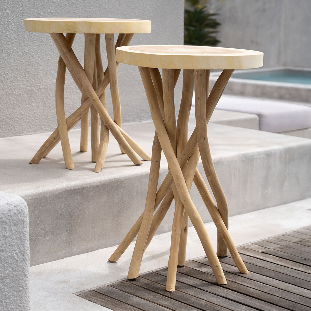 Bazar Bizar Table d'appoint Gili naturel - 60x60x75 cm