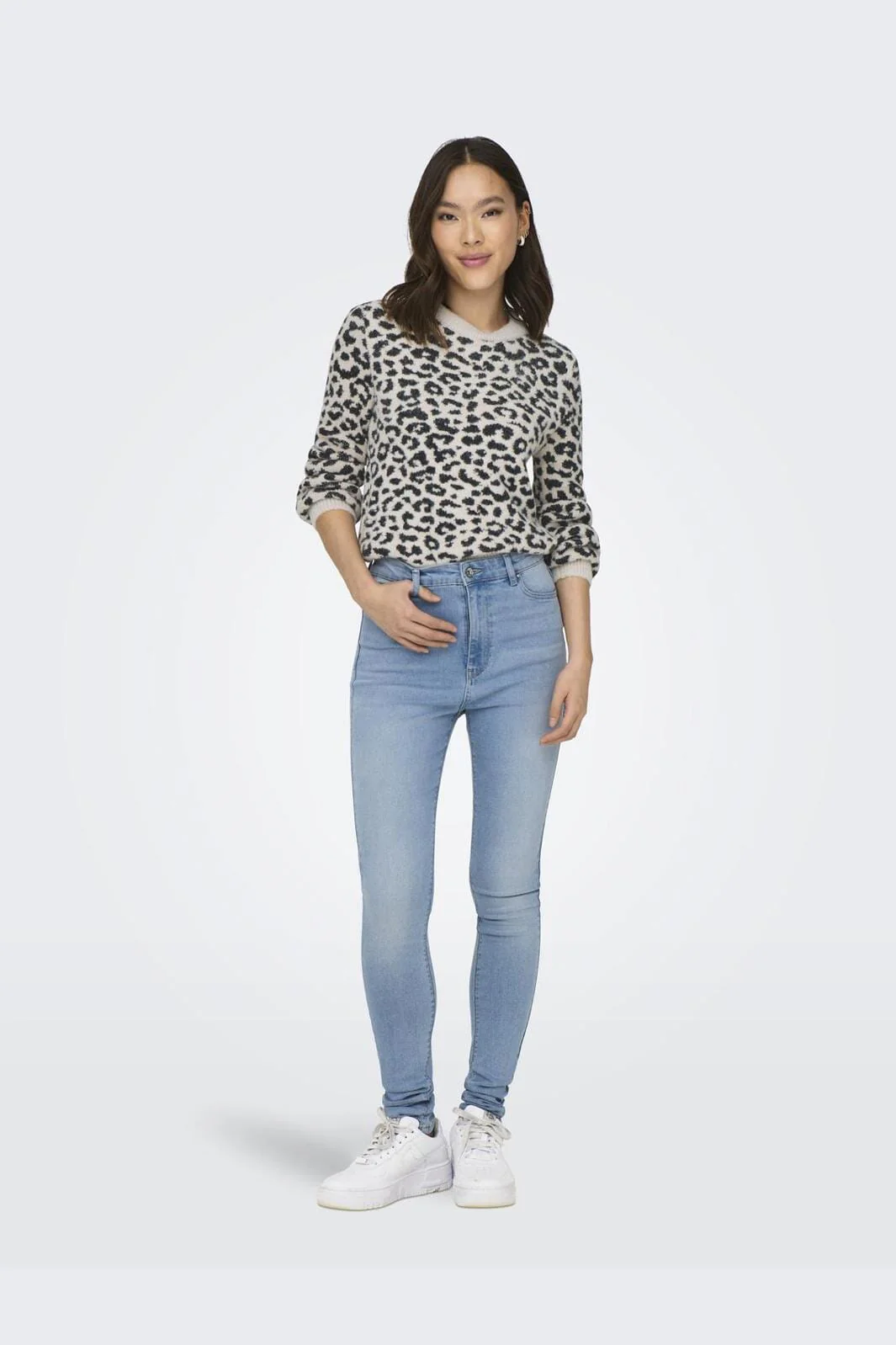 JDY JDYlorraine Animal L/S Pullover Knt 4285264 cement black leopard spots