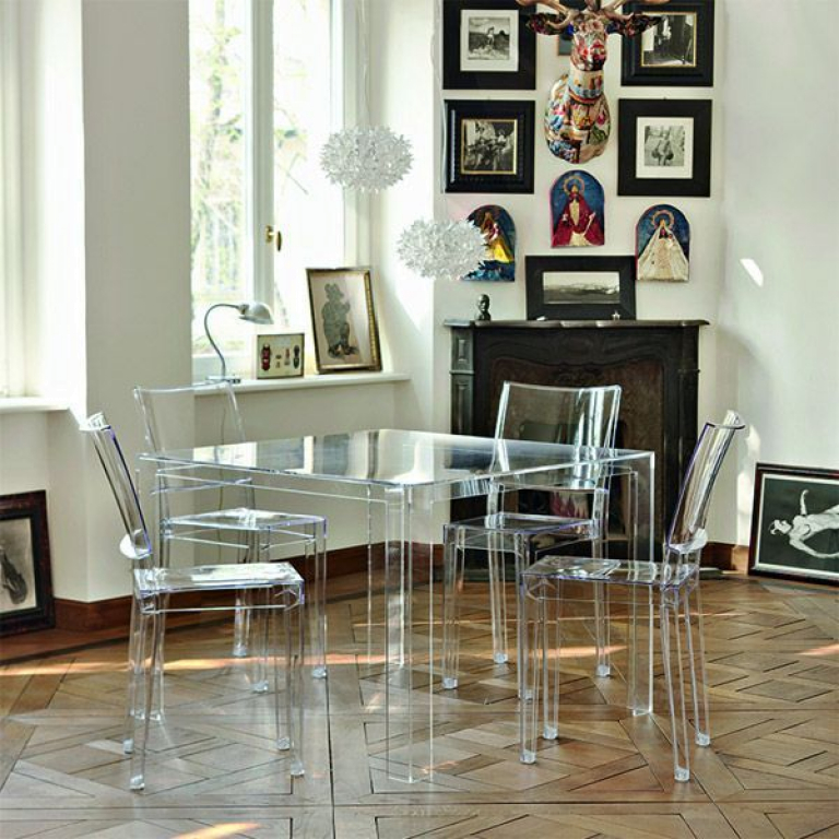 Kartell Invisible High Table tafel 100x100 transparant