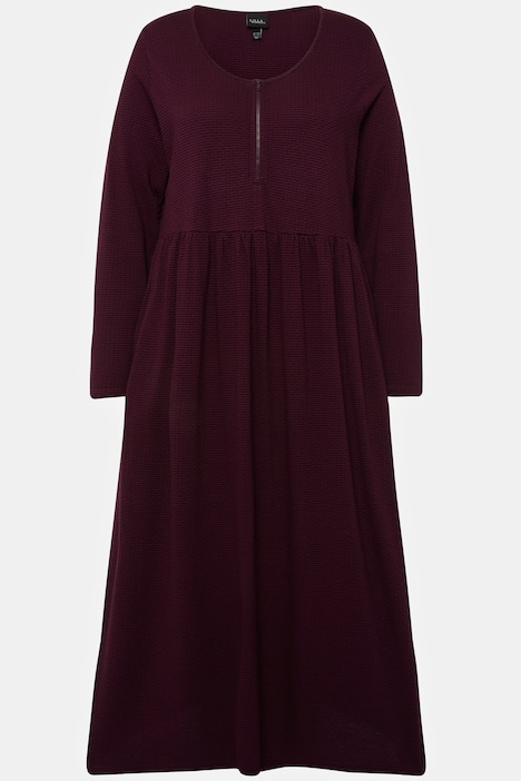 Kleid, Jacquard-Jersey, Empirenaht, A-Linie, Rundhals, Langarm
