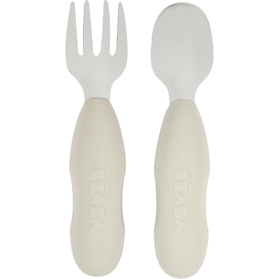 BEABA® Lernbesteck 2er Set aus Edelstahl in velvet grau