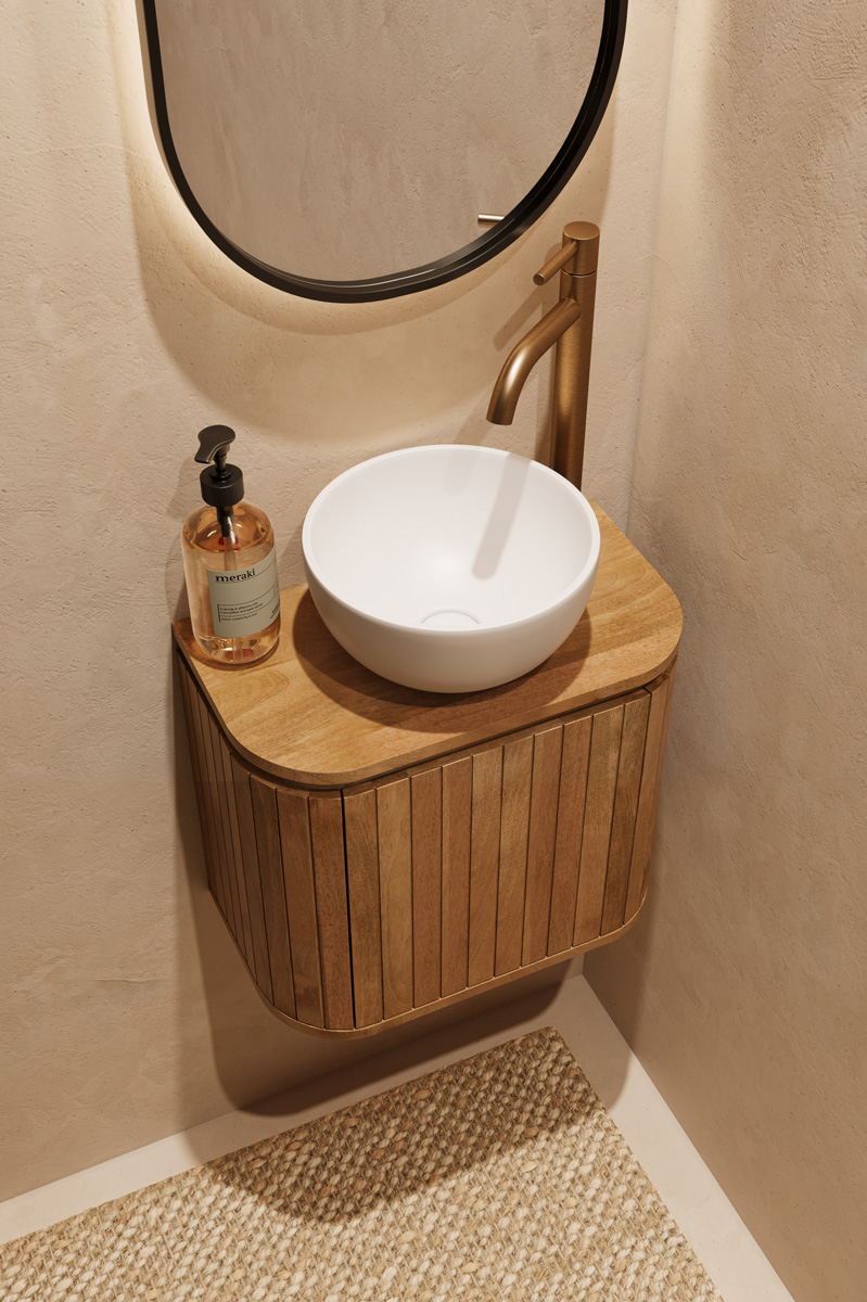 Livli Estrela toiletmeubel links 40cm ribbelfront met mat witte waskom