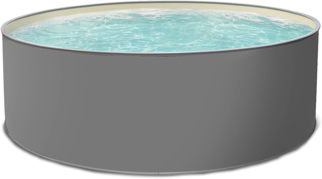 Paradies Pool® Edition grau Einzelbecken rund, 350x120cm (Ø x H), Stahlwandbecken, Poolplane in Sand 0,8mm, Handlauf grau, inkl. Skimmer-Set, Swimmingpool, Menge: 1 Stück