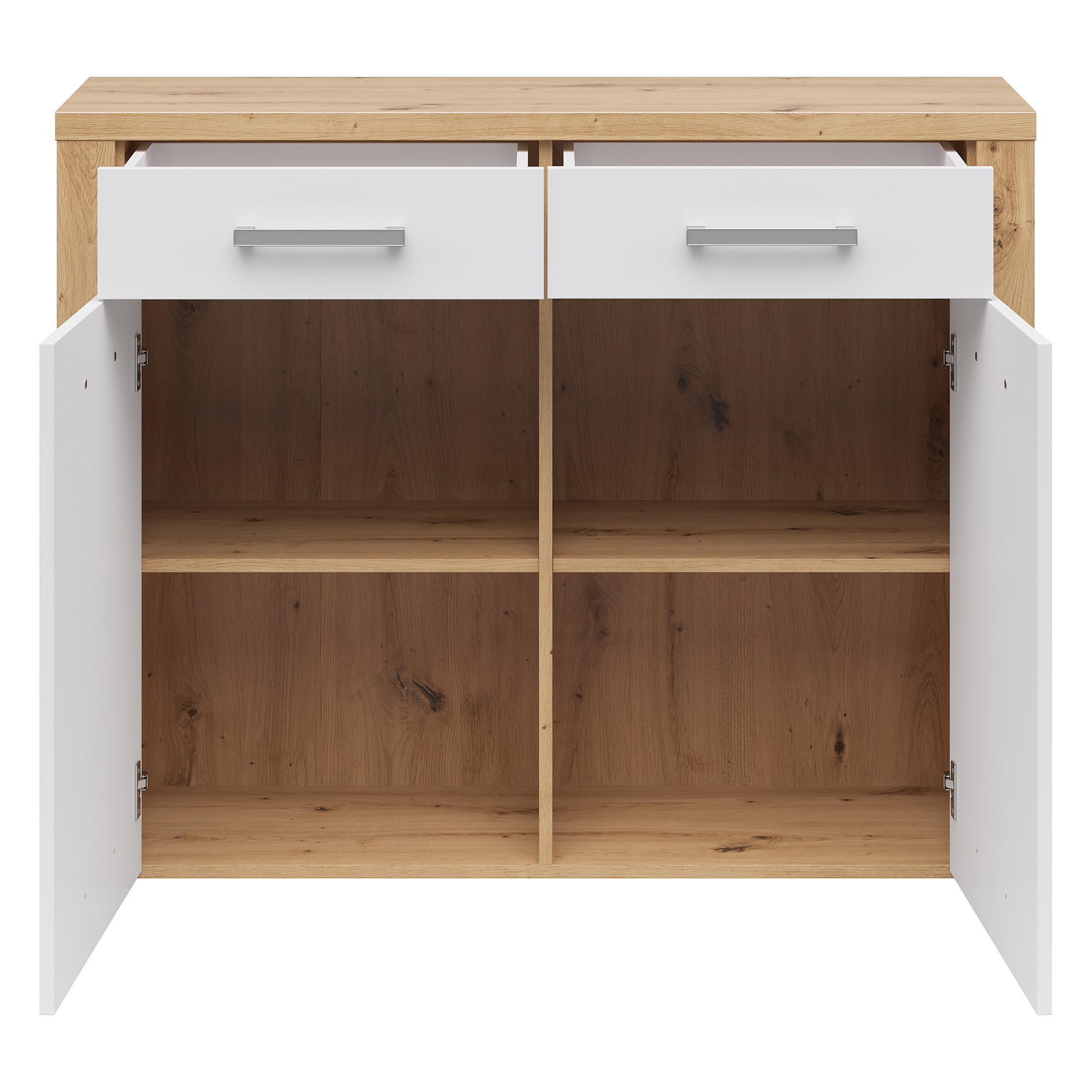 Garderobenkommode - Artisan Eiche - weiß - 110 cm