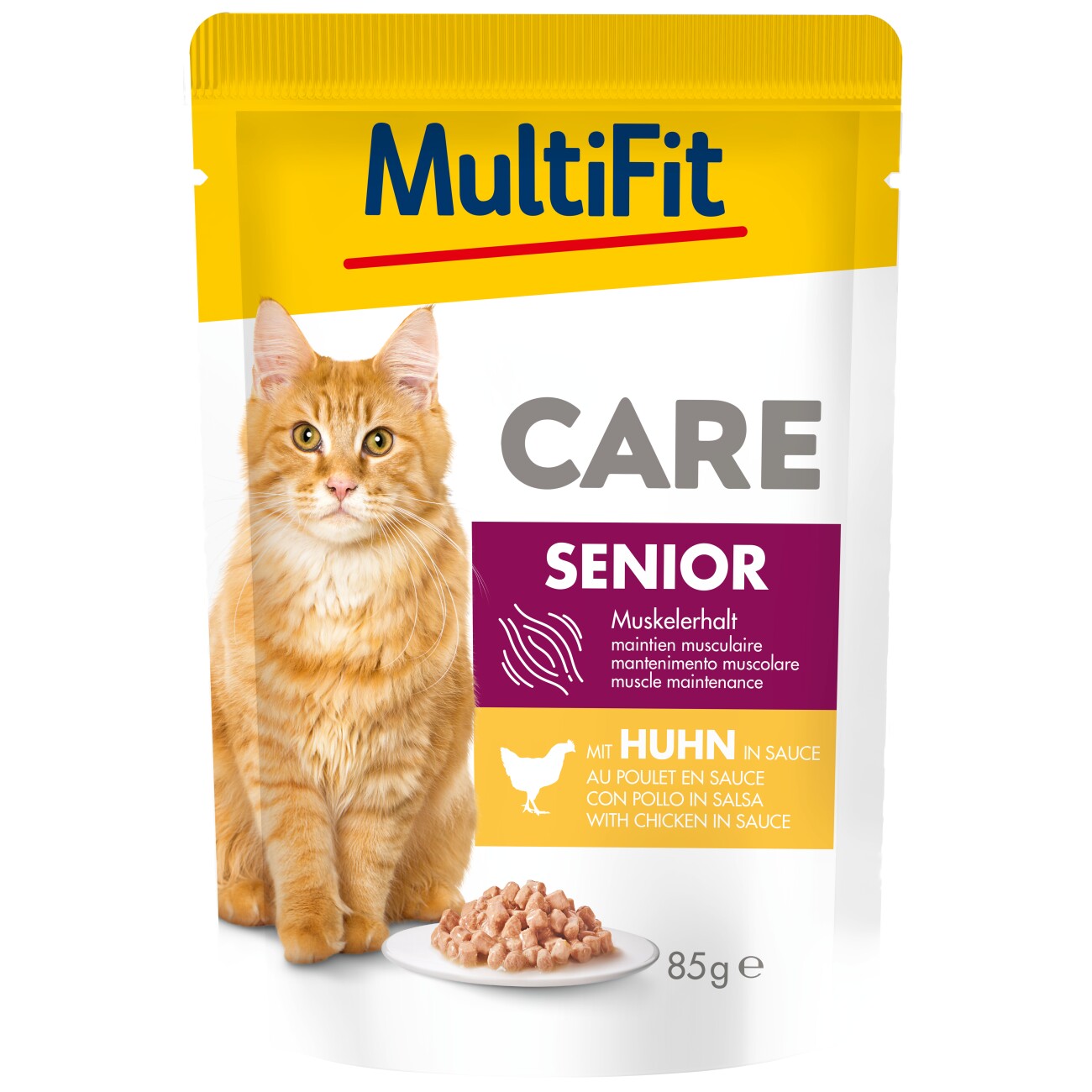 MultiFit CARE, Nassfutter Katze, Senior, mit Huhn in Sauce 24x85 g