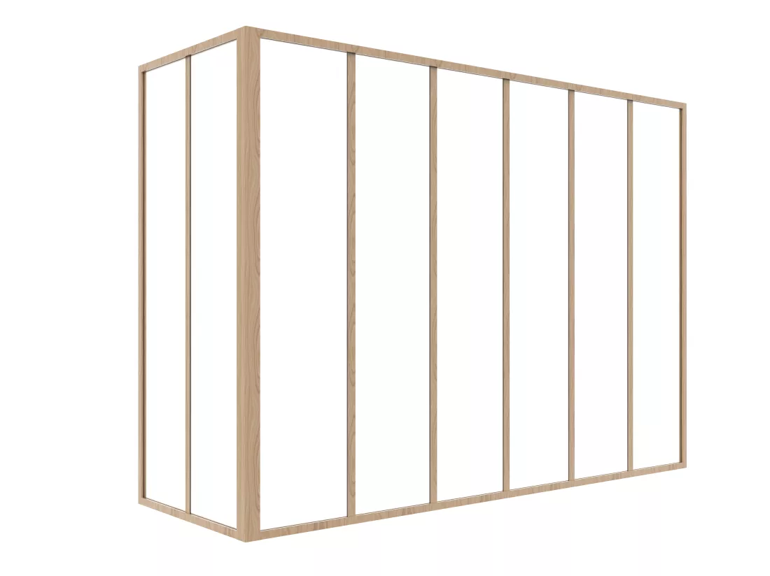 Verrière d'angle d'atelier en aluminium thermolaqué - L180 x L60 x H130 - Naturel clair - BAYVIEW