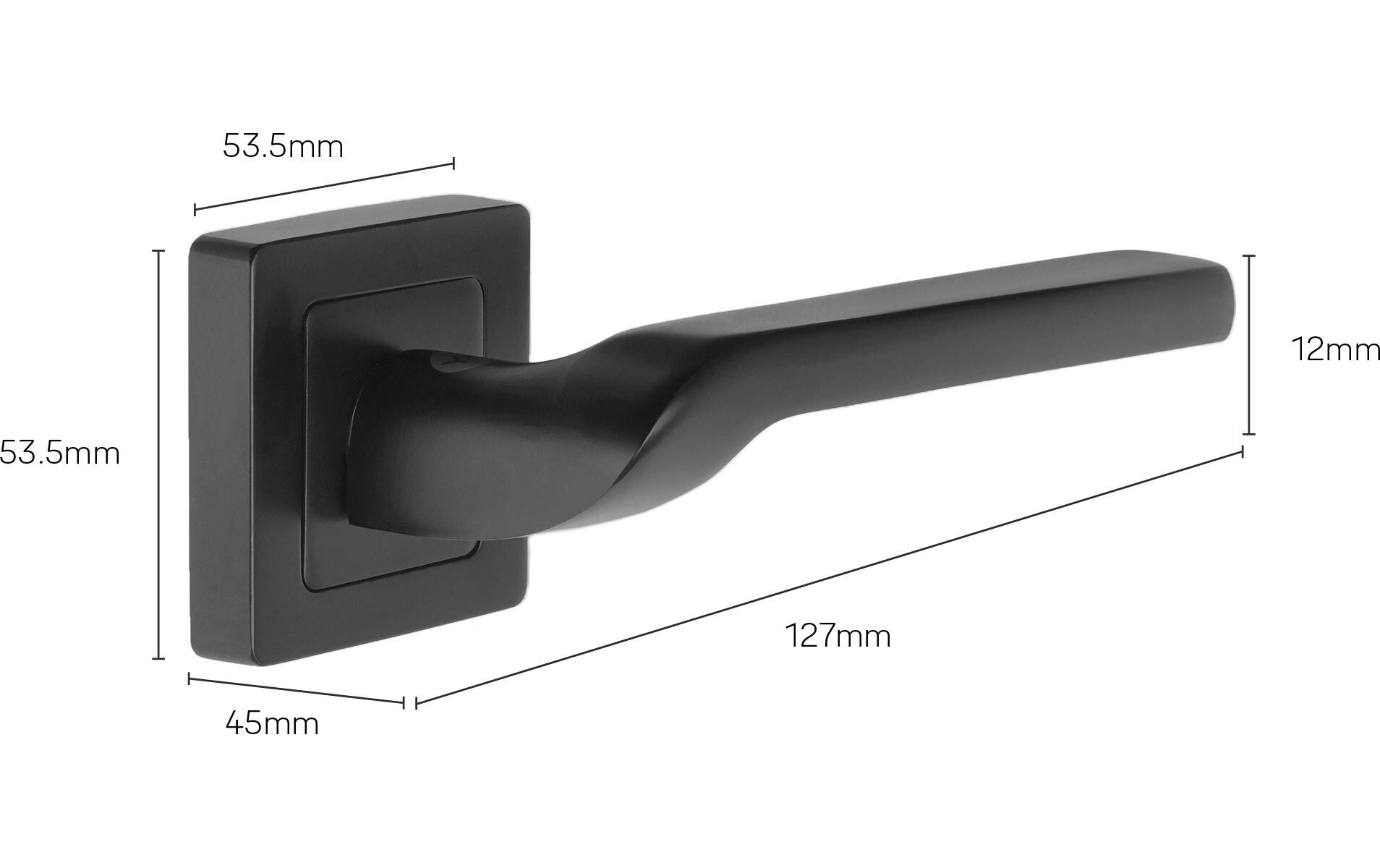 Türgriff Siena für Badezimmertür SchwarzTürgriff mit Knaufrosette, 8x8 mm