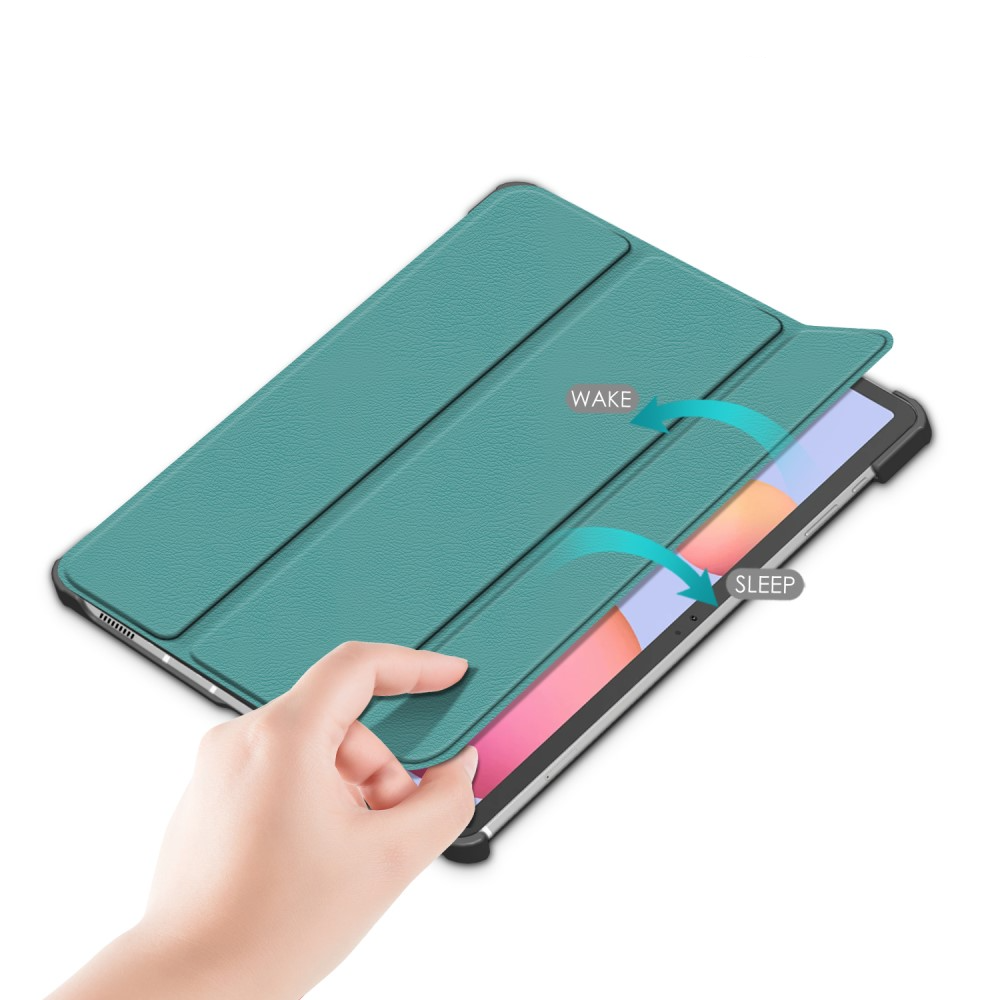 Samsung Galaxy Tab S8  Plus / Tab S7  Plus / Tab S7 FE 5G Leder Tasche Smart Case Hülle   S-Pen Halterung - Grün / Schwarz