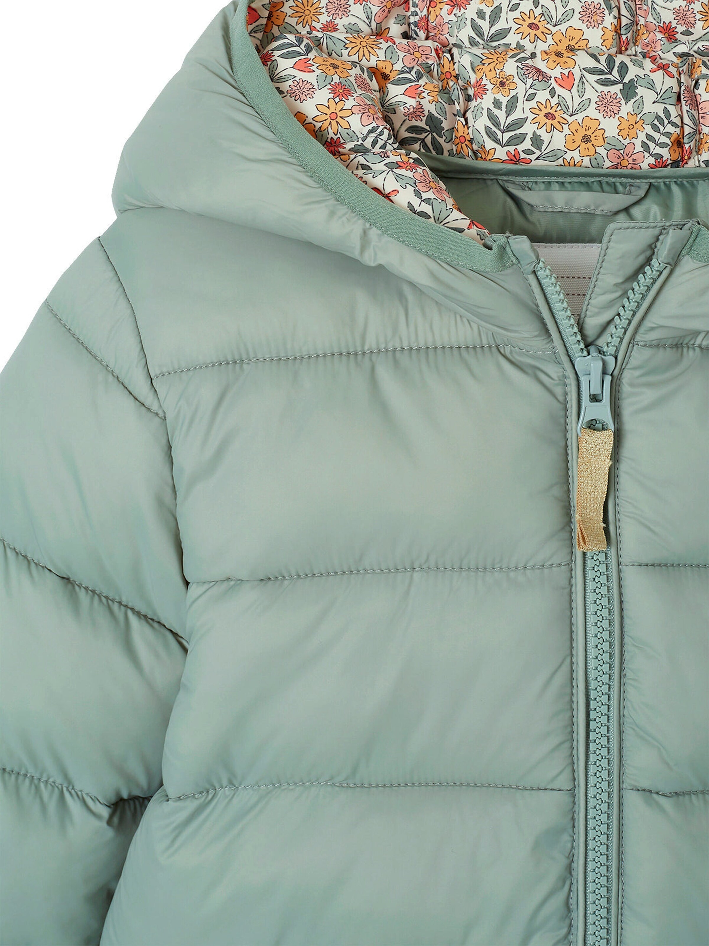Vertbaudet Mädchen Light-Steppjacke mit Kapuze, Recycling-Polyester graugrün