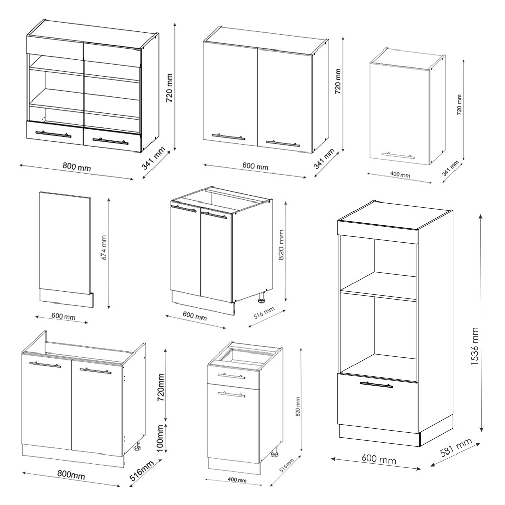 Vicco Küchenzeile Küchenblock Einbauküche Fame-Line Landhaus Eiche Grün Gold 300 cm Schubunterschrank Unterschrank Spülenunterschrank Hängeschrank Mikrowellenschrank Geschirrspülerblende