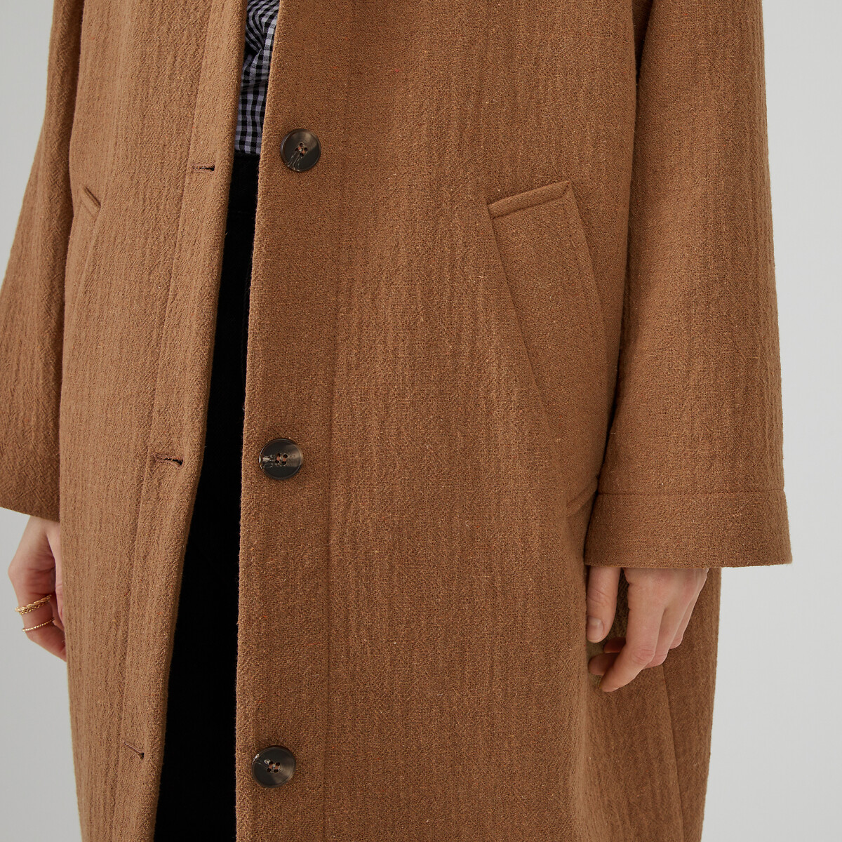 COLEÇÕES LA REDOUTE<br>Casaco oversized com fecho de botões