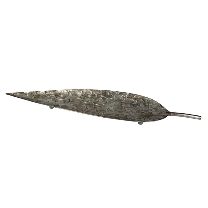 Dekoschale - Blatt - silber - aus Metall - ca. 90 x 22 x 4,5 cm