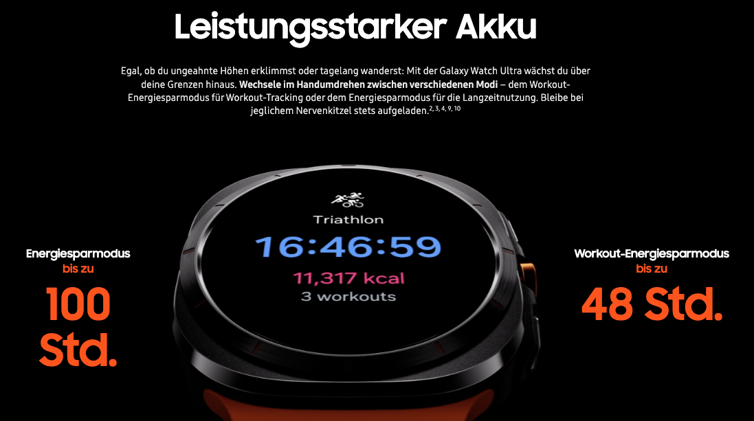 Galaxy Watch Ultra (47mm, 4G) Smart Watch mit Silikon Armband Orange (SM-L705FDAAEUE) - Titanium Grey (Grau)
