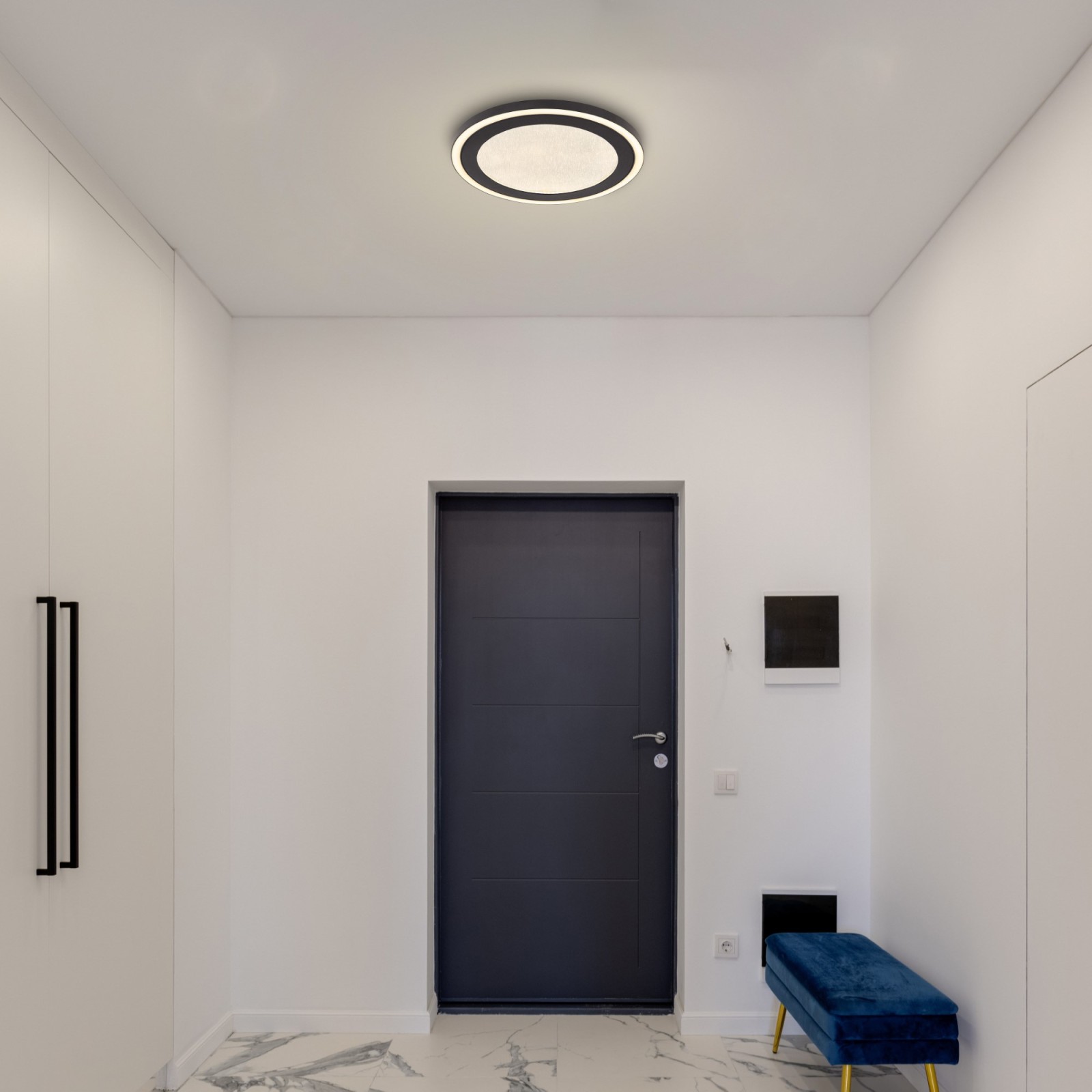LED-Deckenleuchte - schwarz - Kristall-Effekt - Ø 34 cm