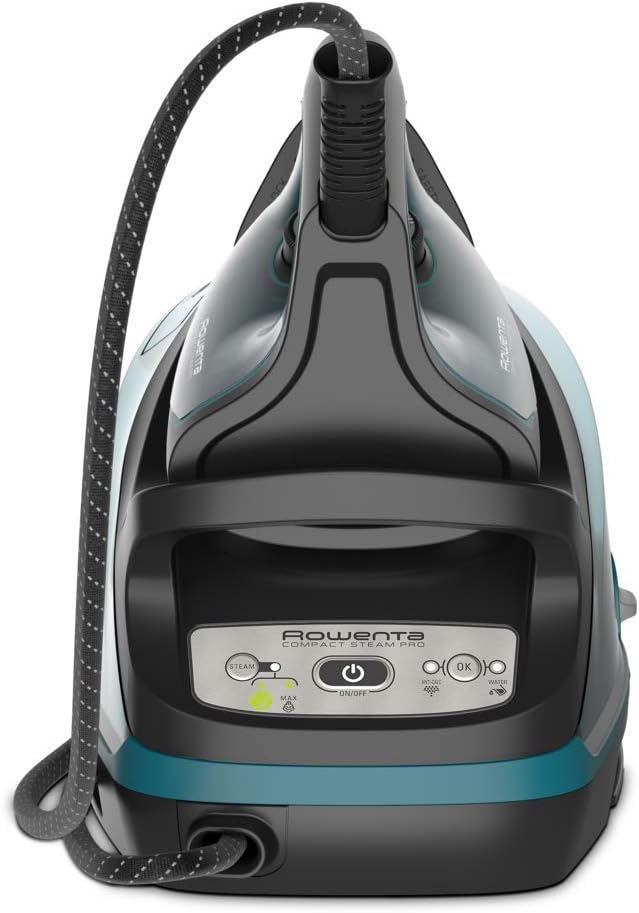 Rowenta DG7623 Compact Steam Pro Dampfbügelstation | 6,3 Bar Pumpendruck | Dampfstoß: 325 g/Min. | abnehmbarer 1,1 Liter Wassertank | Präzisionsspitze | Blau/Schwarz