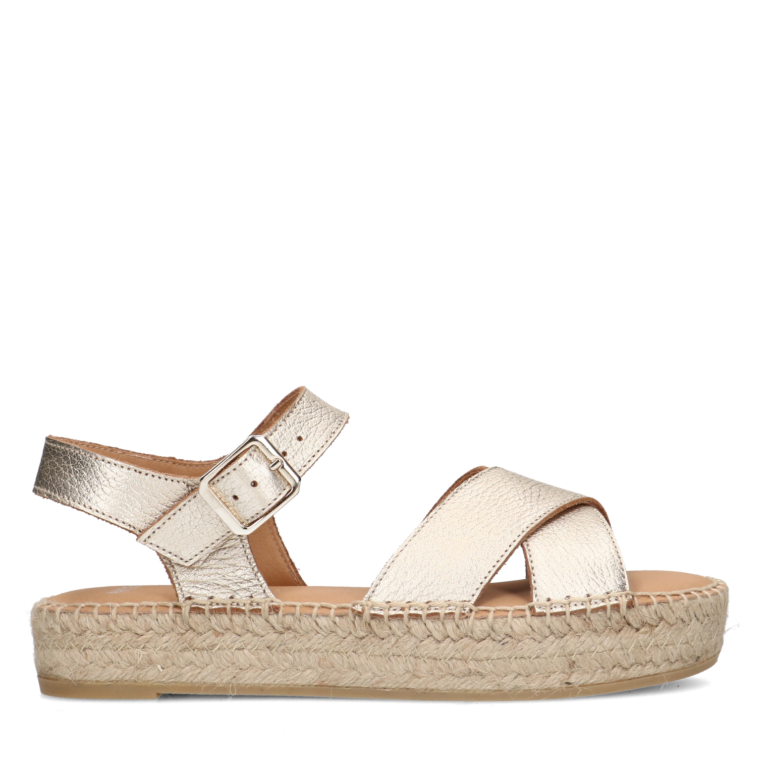 Gouden metallic sandalen met touwzool