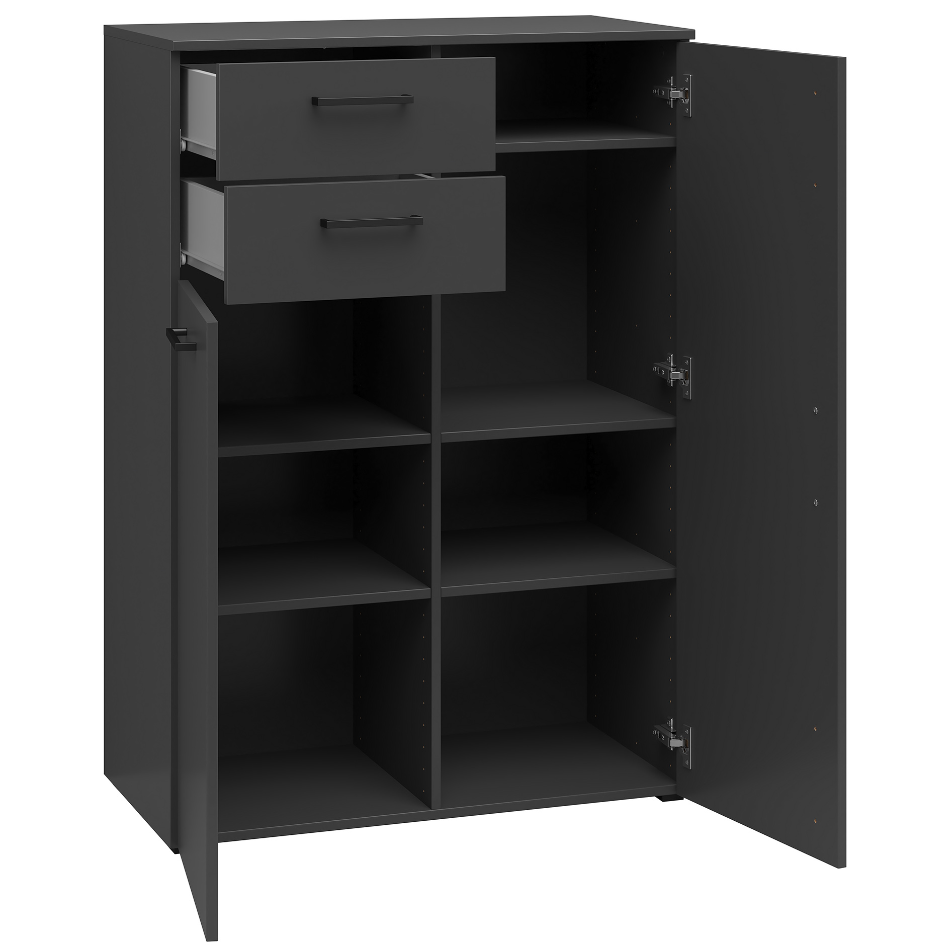Kommode - anthrazit - 2 Türen - 2 Schubkästen - 80 cm
