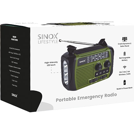 Sinox SXL5500 nødradio FM/AM/SW-radio m. Bluetooth