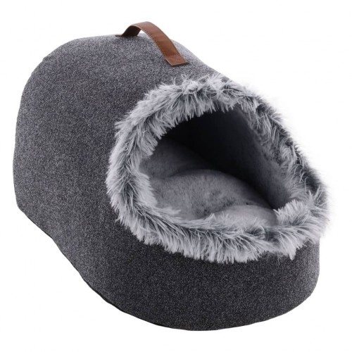 Caverna Flamingo Pofa com almofada cinza removível para gatos