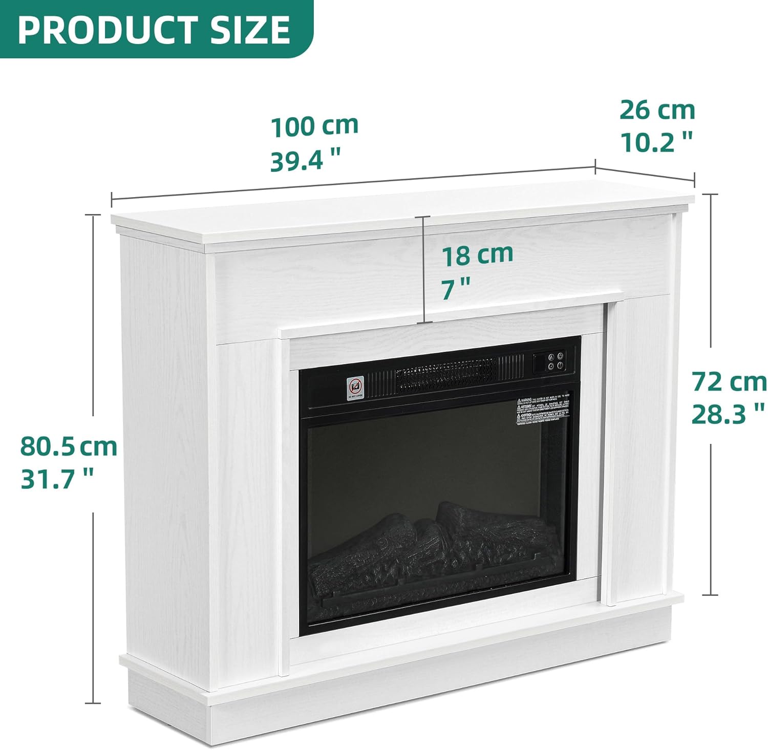YITAHOME Elektrokamin, 23inch Realistischer 3D Flammeneffekt Erwärmungsfreistehender Elektrischer Kamin mit Timer und 24-Farb-LED-Lichtband und Fernbedienung