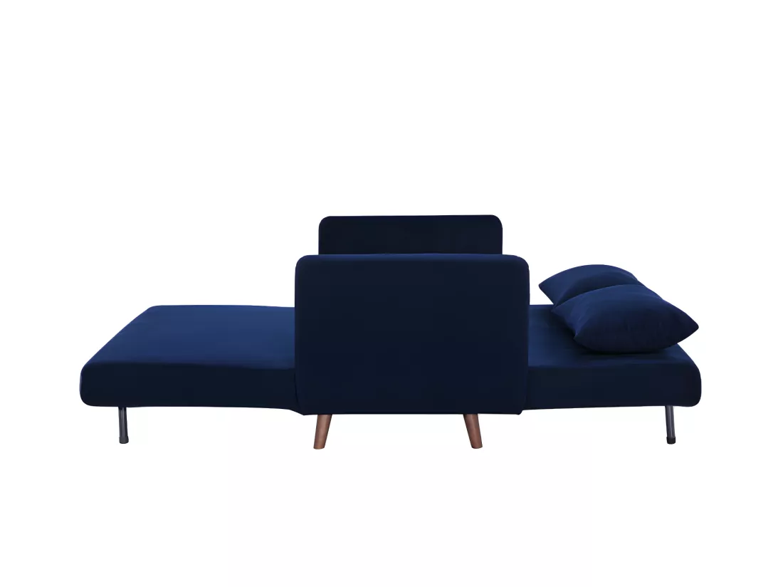 Belushi - Canapé convertible 2 places en velours côtelé L120cm - Bleu marine