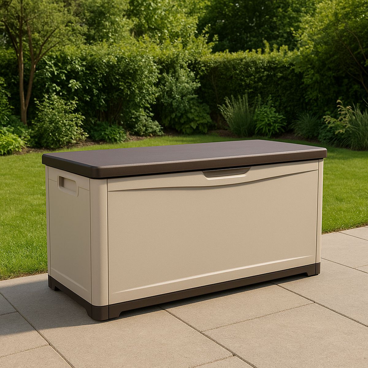 Garten Aufbewahrungsbox Kunststoff Beige/Braun 123 x 53 x 57 cm