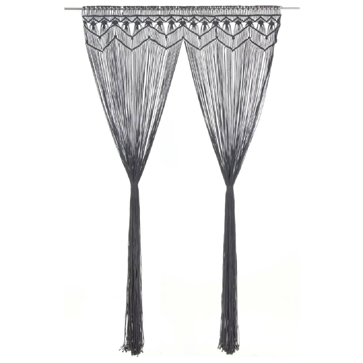 vidaXL Rideau en Macramé - Anthracite