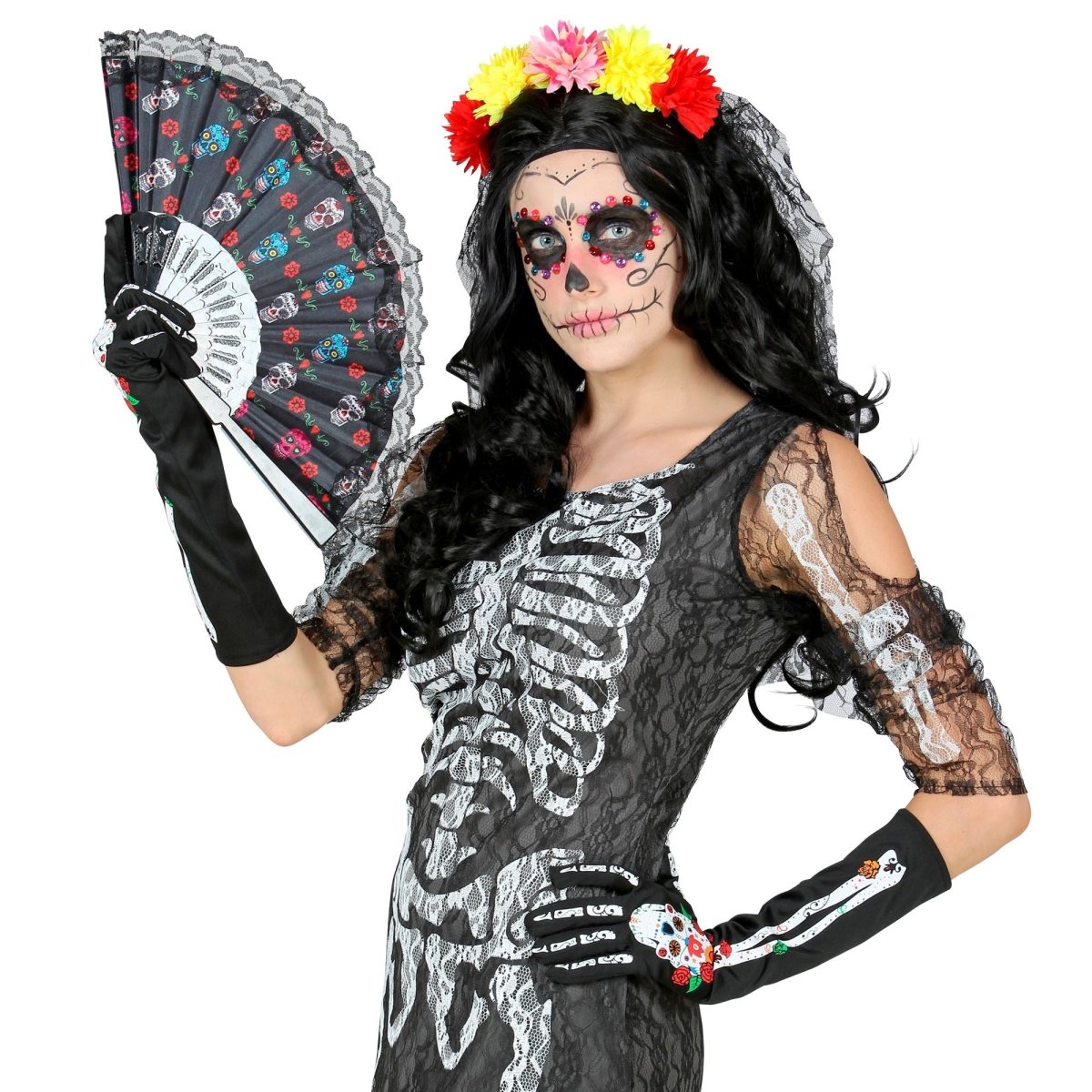 Dia De Los Muertos Handschoenen 40cm