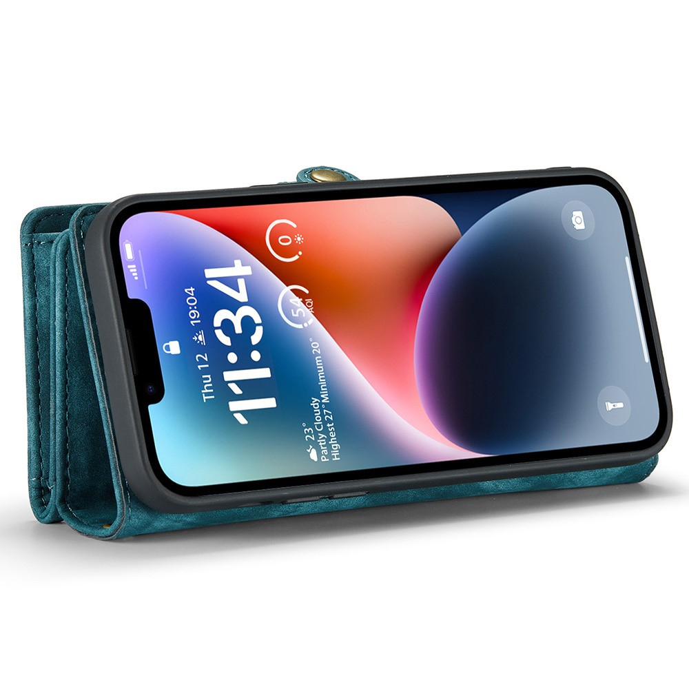iPhone 15 Pro 2in1 Leder Tasche   Magnet Hardcase Karten Etui - Blau