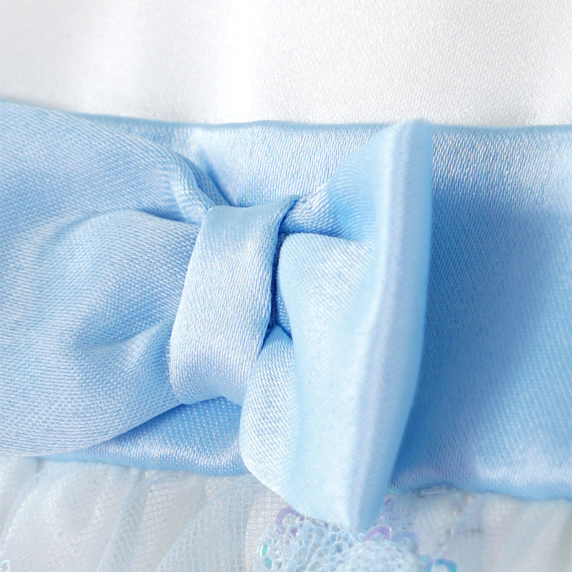 Yigga Festliches Mädchen Kleid mit Zierschleife cremeweiss / hellblau