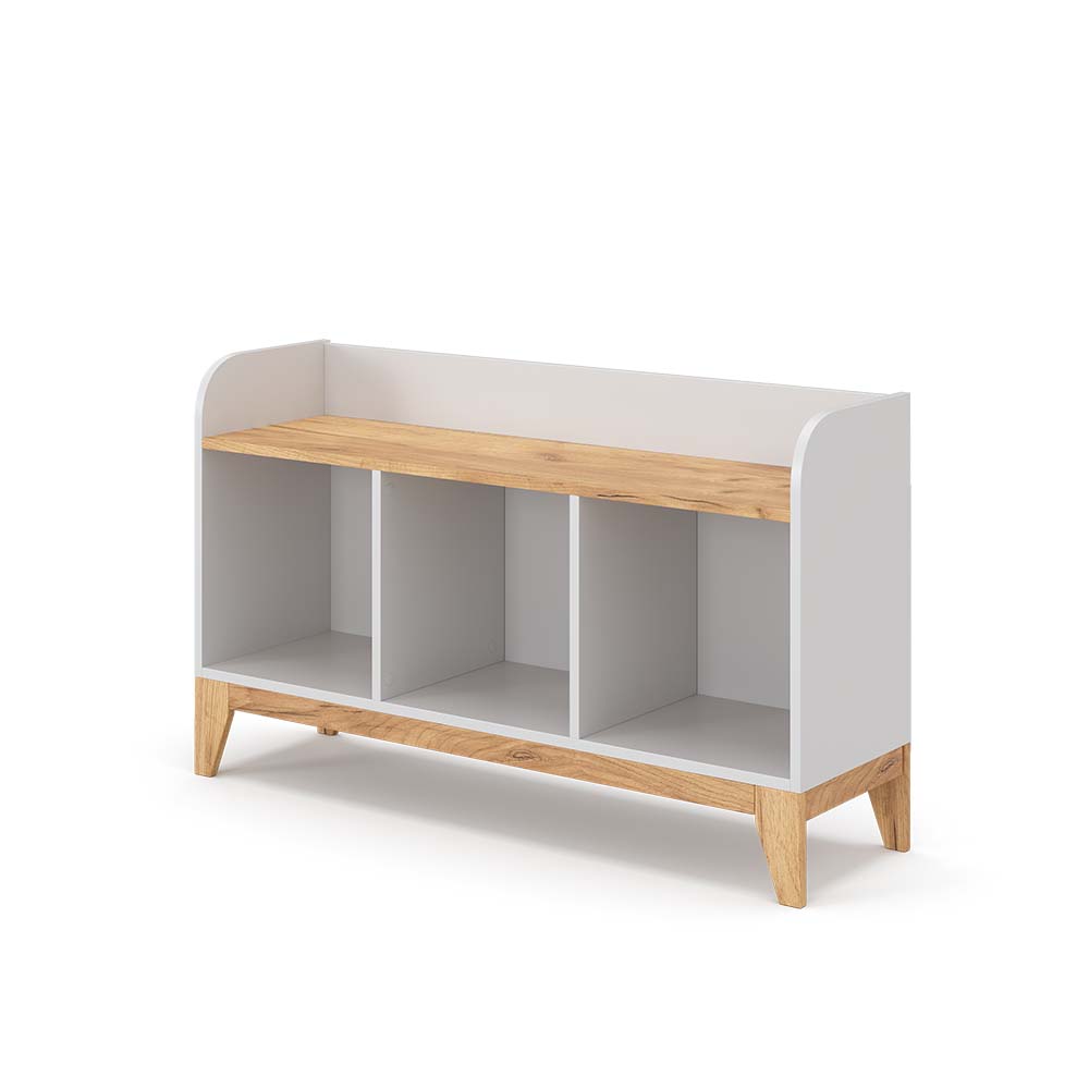 VitaliSpa Sitzbank Malia 107x64cm weiß, Bank für Kinderzimmer, 3 große Fächer