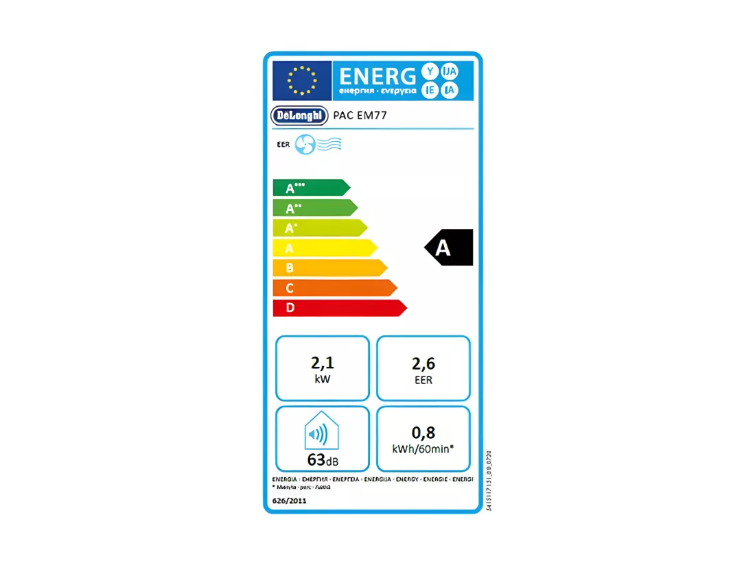 CLIM MOBILE-2100W-9000BTU/h-Classe A-EER 2,6-Gaz R290-47 à 50 db(A)-Piè DELONGHI - PACEM77