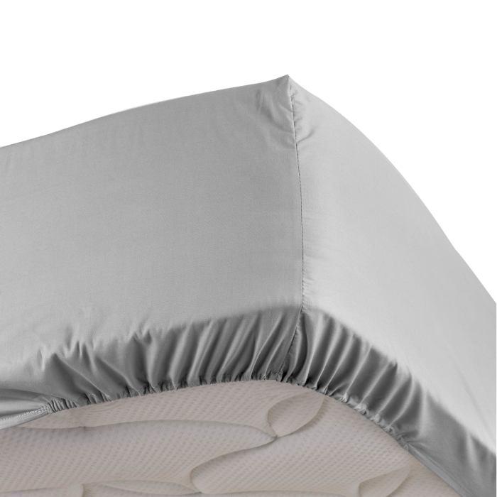 DRAP HOUSSE 2 PERSONNES 180X200 CM PERCALE UNI GRIS