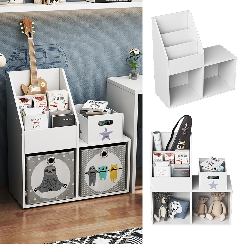 Vicco Kinderregal Conny 72x79cm, Weiß, Bücherregal mit Ablagen für Faltboxen