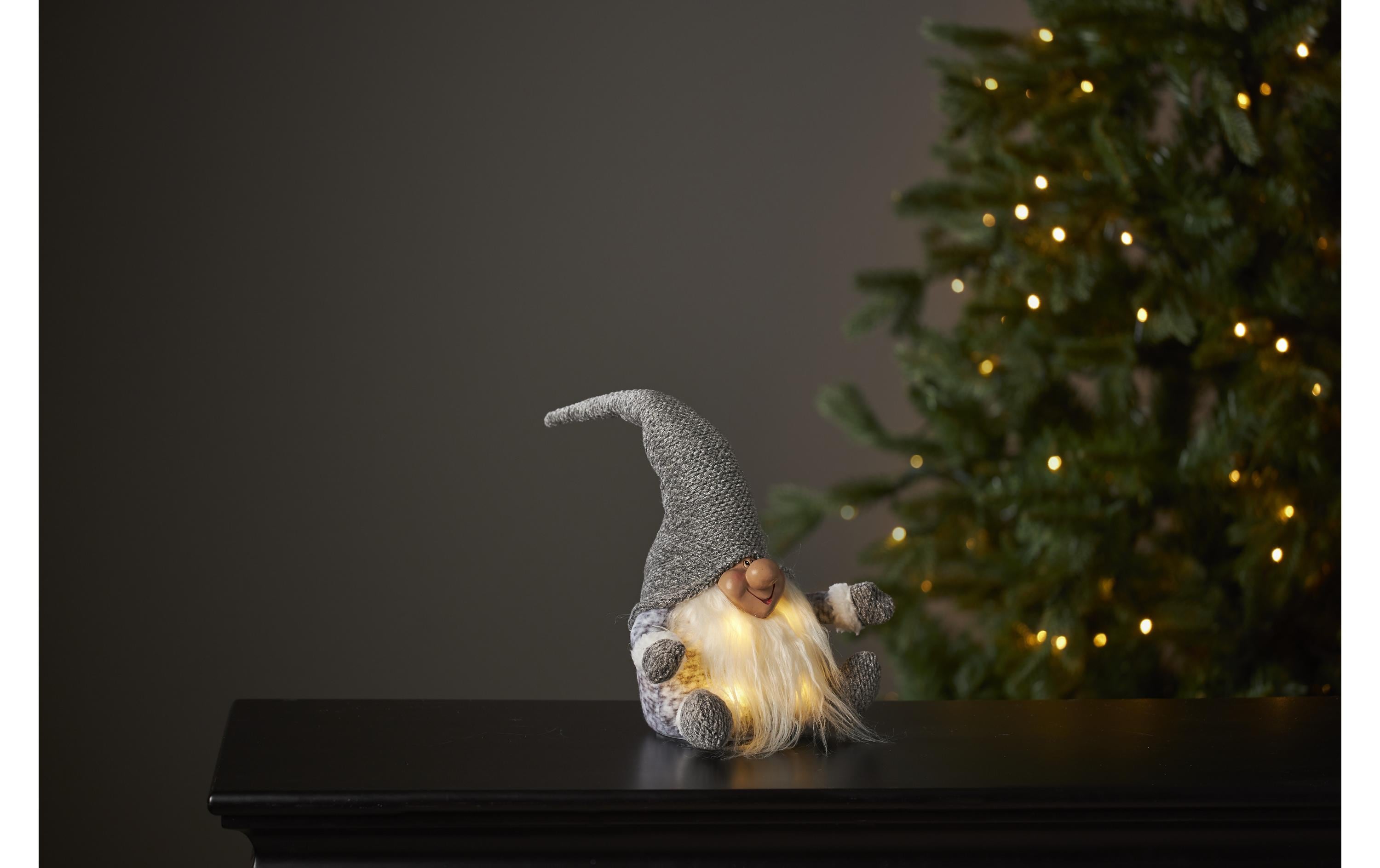 LED-Figur Wichtel Grau, 4 LED, 34 cm, indoorWichtelmännchen mit Licht