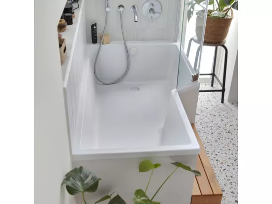 Pack baignoire bain douche antidérapante 170 x 90 JACOB DELAFON Neo blanc mat version droite + tablier