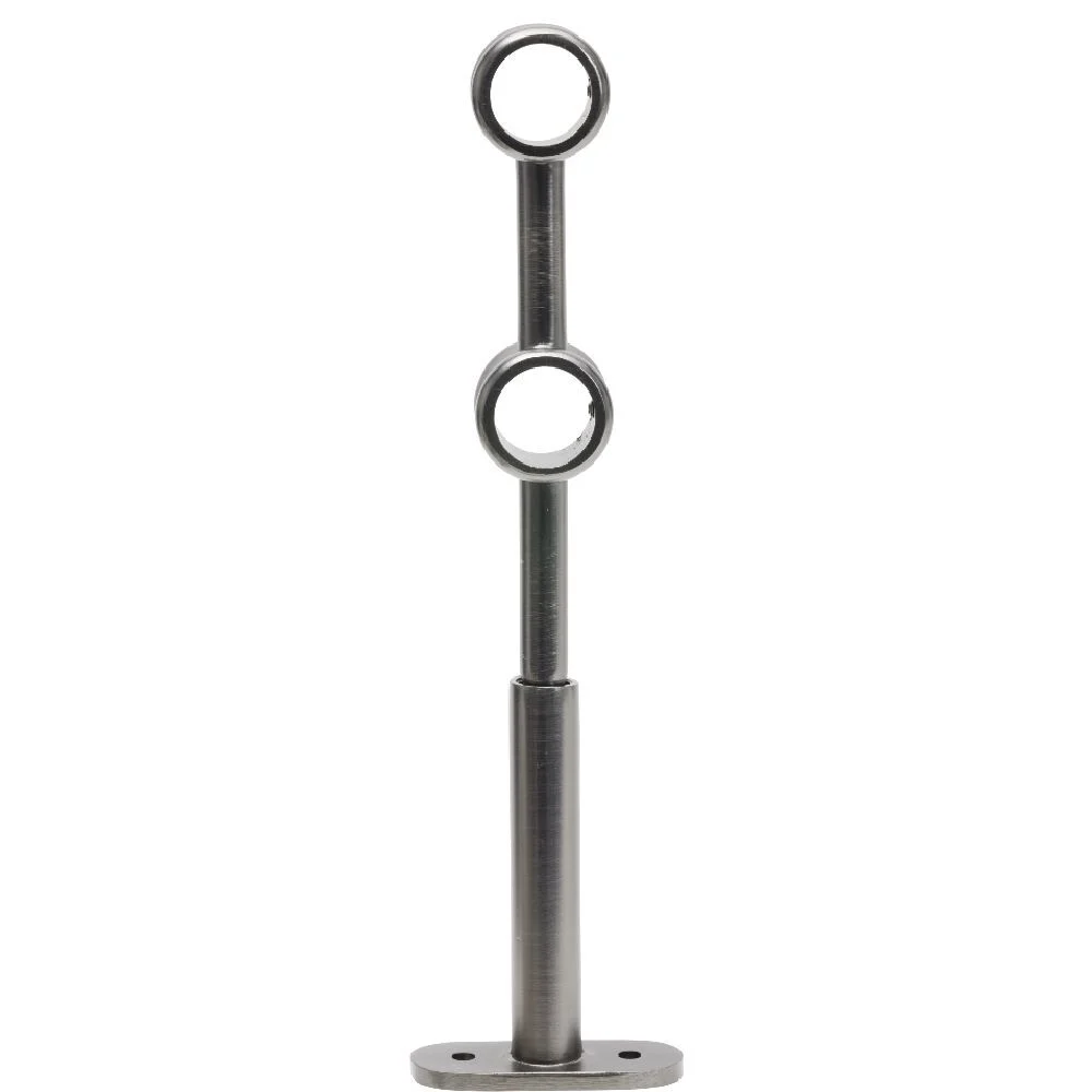 Support double extensible métal gris pour tringle Ø2xL17,5/20cm