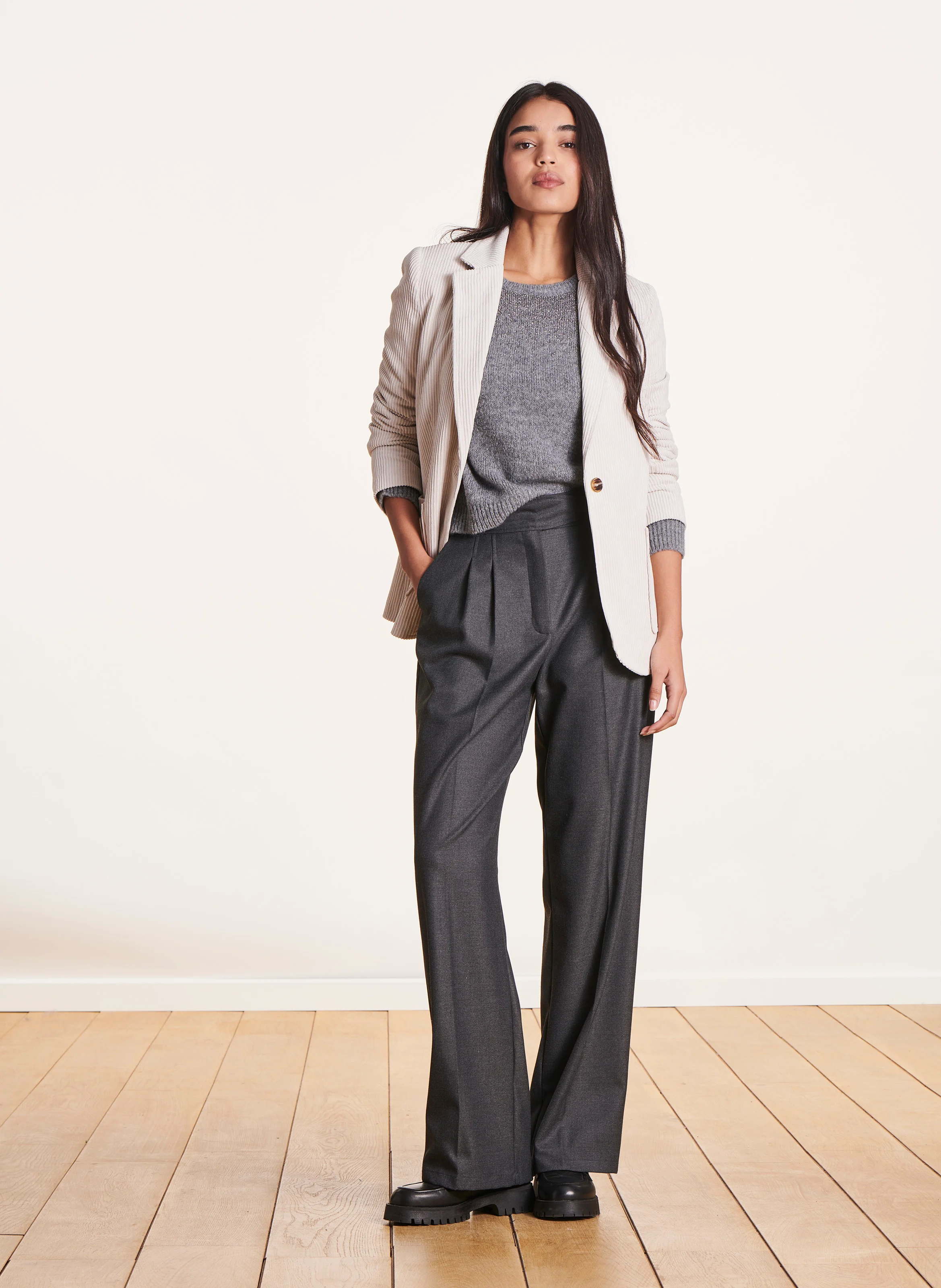Veste de tailleur côtelé | Beige