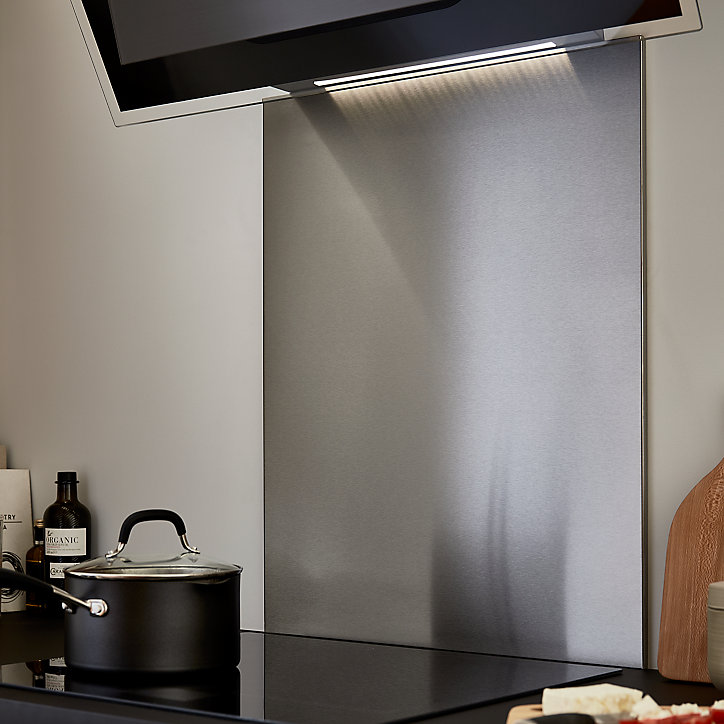 Fond de hotte inox métal brossé GoodHome Kasei l. 60 cm x H. 70 cm x ép. 10 mm