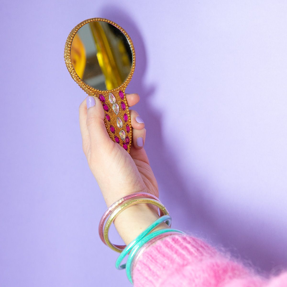 Petit miroir de poche rond indien Pondie Chérie