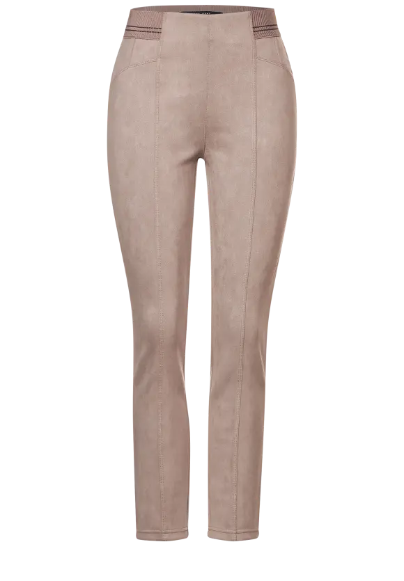 Skinny Hose in Velour Optik - faded mocca