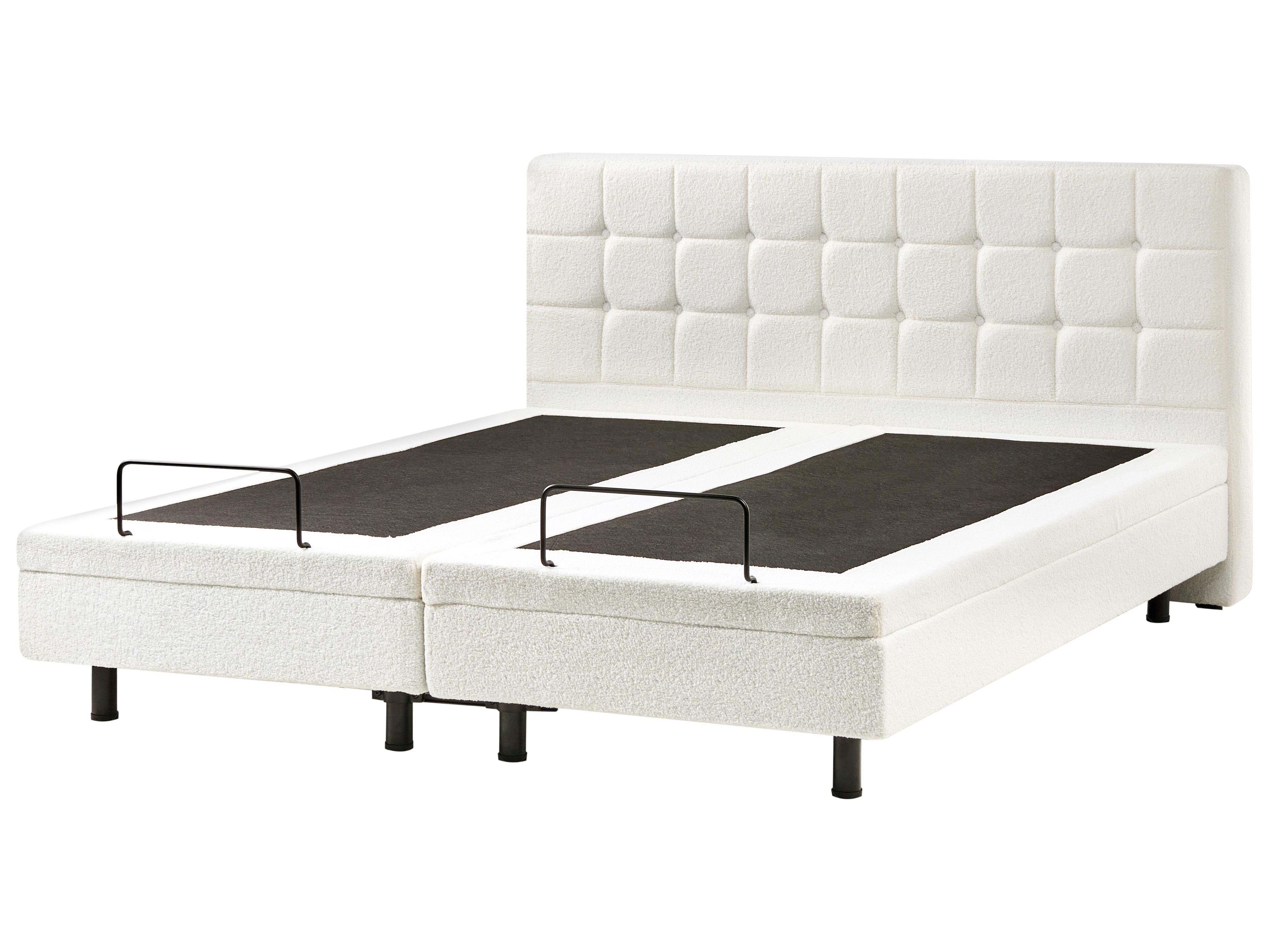 Verstelbaar bed Bouclé DUKE 180 x 200 cm Gebroken wit