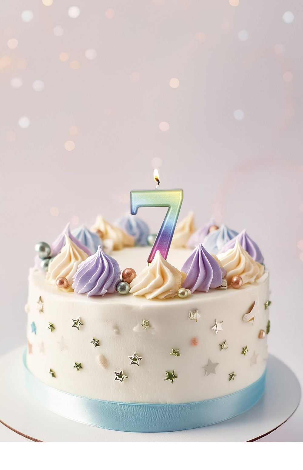 Regenboog Kaars 7 Jaar Metallic 8cm