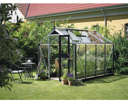 JULIANA Compacte kas, 6,6 m², 3 mm veiligheidsglas, 224 x 296 cm, aluminium