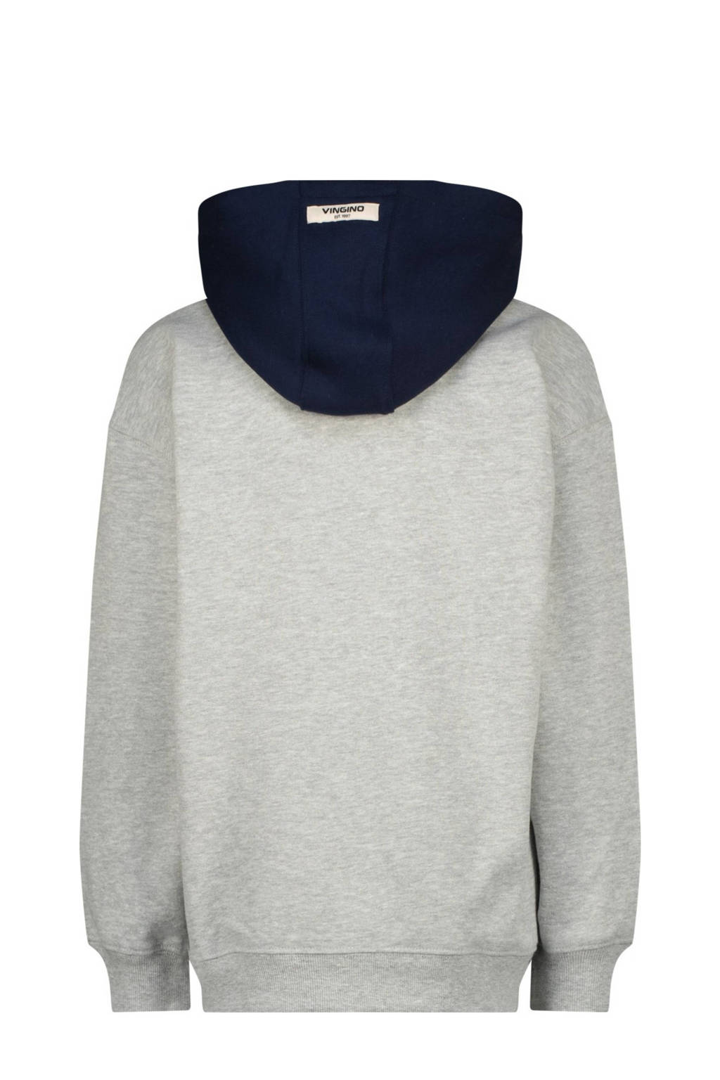 Vingino hoodie Nano met printopdruk grijs melange/donkerblauw