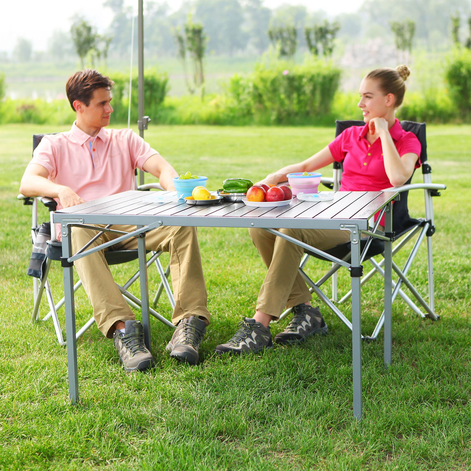 KINGCAMP Campingtisch Camping Rolltisch Klapptisch Garten Falttisch Alu 107x70cm