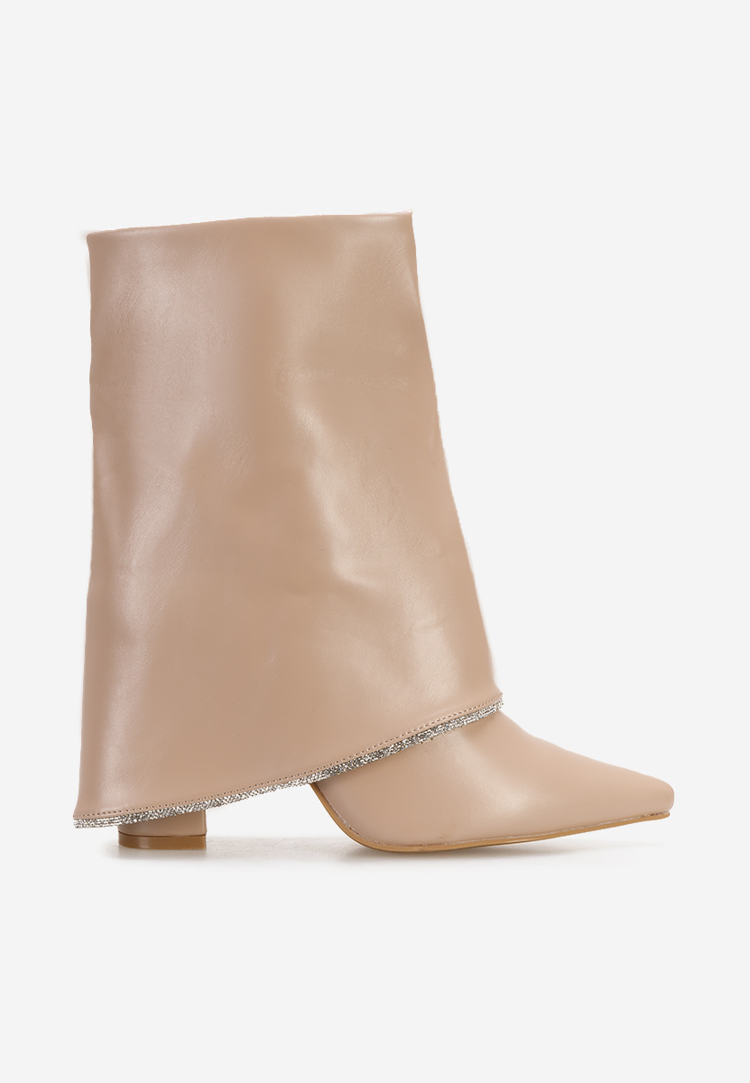 Bottes à talon carré beige Aveis