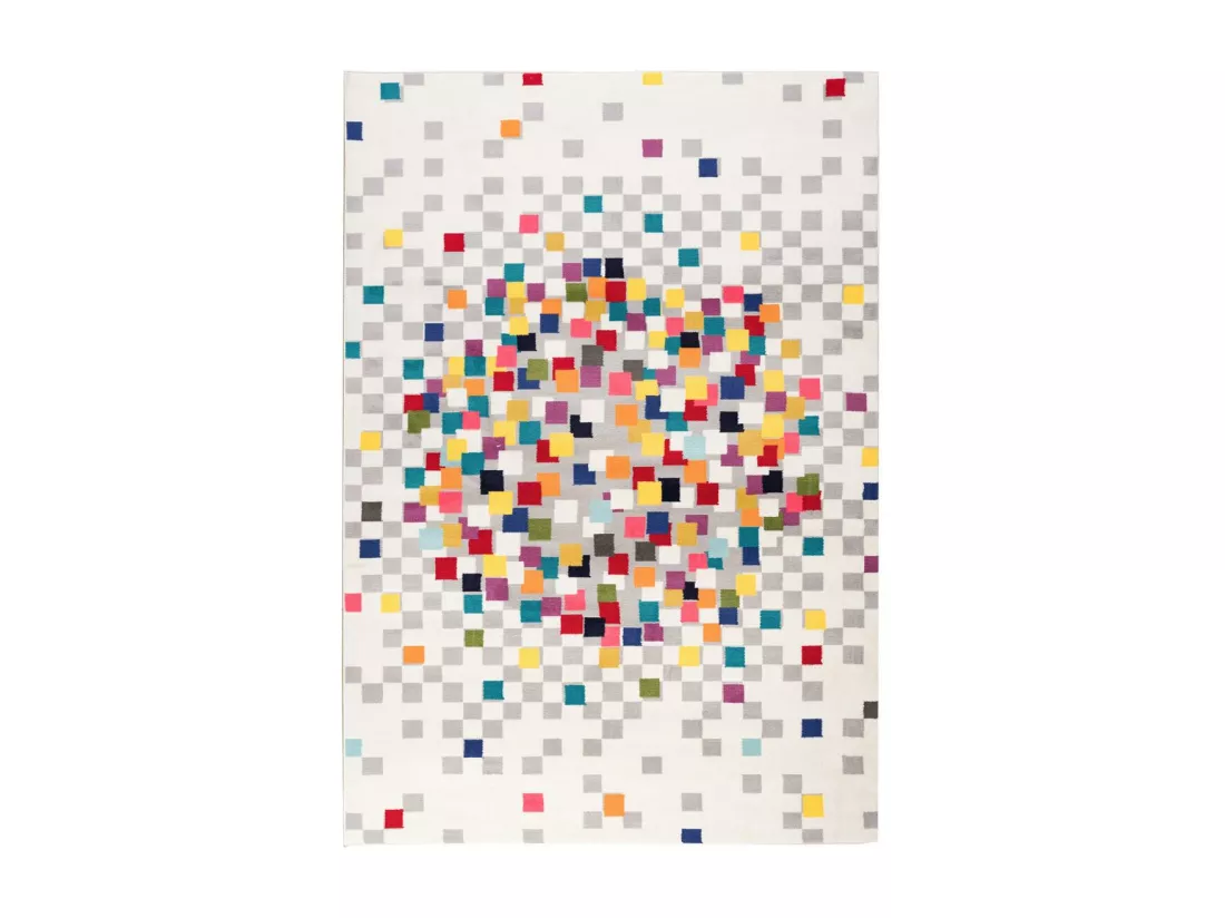 tapis chambre 60x110 tissé crème rectangle motif géométrique EFFACT