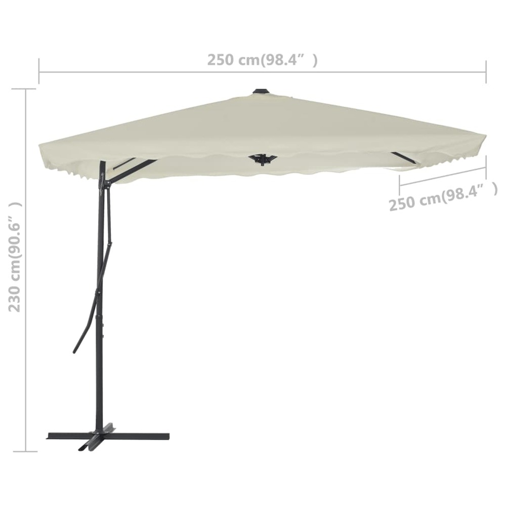 Parasol d'extérieur avec poteau en acier 250 x 250 cm sable