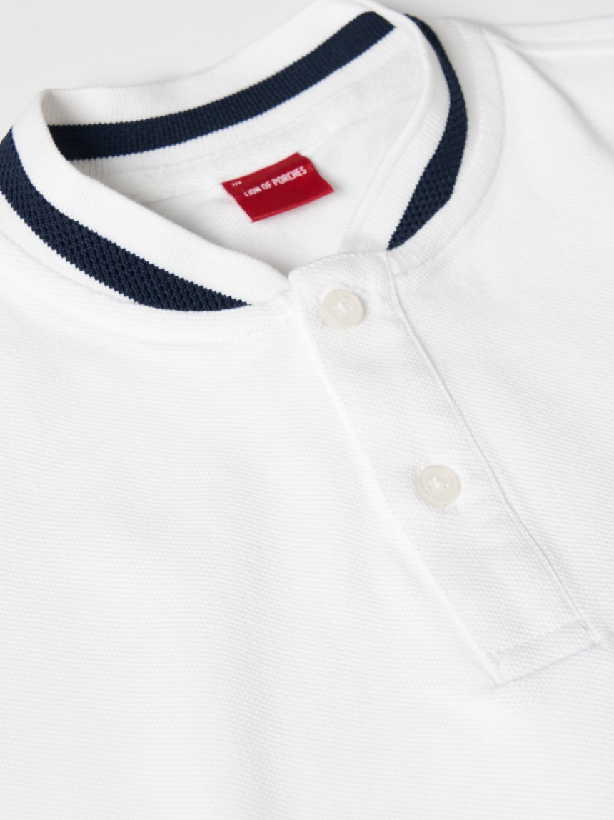 Polo piqué bicolor de algodão